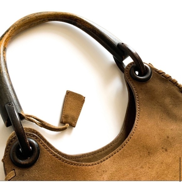 Tom Ford for Gucci Whipstitch Suede Wood-handle Bag - Picture 7 of 14